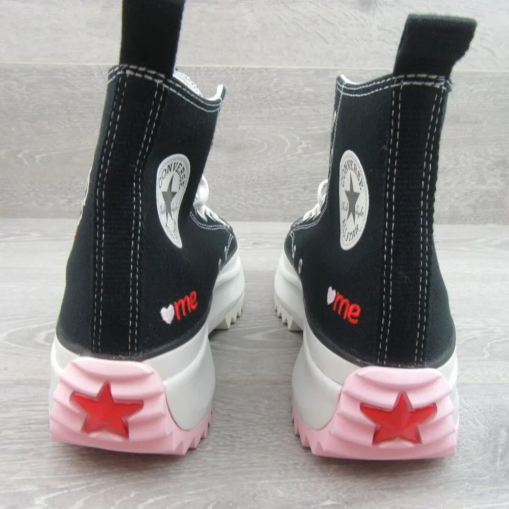 Converse Run Star Hike HI "Love" Sneakers Women's Size 7.5 Black Red NEW - Picture 10 of 16